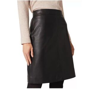 NWT • Lord & Taylor • Genuine Leather A-Line Skirt in Black